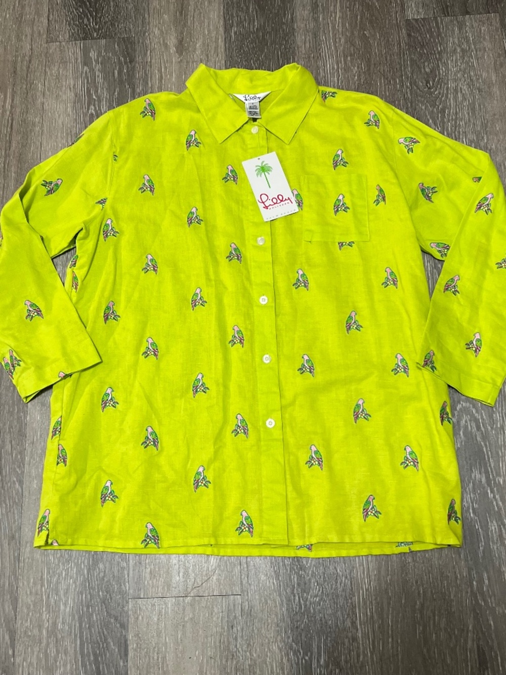 NWT Lilly Pulitzer Paska Shirt Blouse Small Embroiderd Paradise Classics Linen
